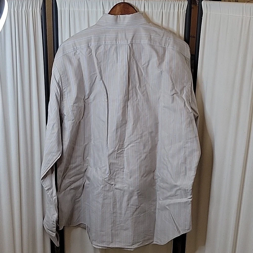 Polo Ralph Lauren Classic Fit Button‎ Down L/S Cream/Lt. Blue Shirt, 17-6/7